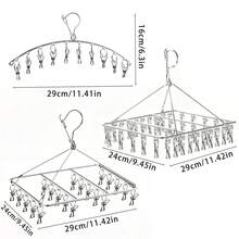Stainless Steel Drying Rack With 20/40 Clips - Windproof Hanging Rack For Socks And Underwear, No Drilling, Space-Saving Multi-Function Hook, Suitable For Home And Retail Use, Perfect For Back To School, Stainless Steel Drying Rack, Multi-Clip Socks And Underwear Drying, 2026 New, Suitable For Winter, New Year Gift - Silver - View 11