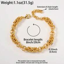 Thick Luxurious Hip-Hop Street Style 18K Gold Plated Copper Bracelet, Unisex, Suitable For Daily Wear And Parties, Gift Jewelry For Boyfriend - Gold - View 10