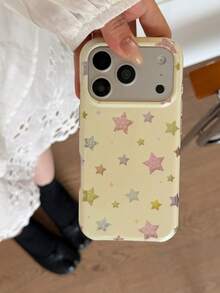 Colorful Star Pattern Double Layer Phone Case Compatible With Apple 17 Pro Max, 16 Pro New Model, 17, 15 Pro, 14, 13, 18 Pro Max, Full Coverage Protective Shell For Women, Niche High Aesthetic Design - Yellow - View 9
