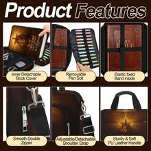 Lion Cross Bible Cover Case For Mens, Large Bible Carrying Book Case Church Bag With Strap & Handle Zipper Pocket, Bible Study Supplies Journaling Kit, Highlighters Tabs Pens Cross Clips - View 5
