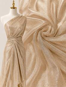 5 Yards Champagne Gold Metallic Mesh Tulle Fabric, Lightweight Translucent Glitter Mesh, Soft Flowy Transparent Textile, Suitable For Sewing Evening Gowns, Wedding Dress Lace, Party Decor, Photo Backdrop And DIY Fashion Clothing Making - Multicolor - View 9