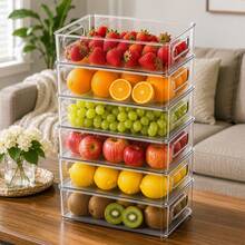 Space-Saving Refrigerator Storage Organizers, 6-Pack Clear PET Stackable Boxes For Fruits, Vegetables, Beverage Storage - 6pcs - View 7