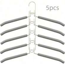 5 piezas Perchas metálicas gruesas ahorradoras de espacio, diseño multicapa 5 en 1 con almohadillas de espuma antideslizante, adecuadas para abrigos, suéteres, trajes y camisetas - Multicolor - Ver 17