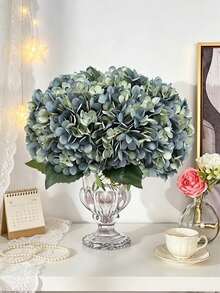 1/6 Pcs Artificial Hydrangea, Real-Looking Faux Flower, Perfect For Parties, Home, And Office Decoration. Ideal For Wedding Decor, Gifts, Holiday Decorations, Valentine's Day, And As Wedding Or Valentine's Day Accessories - Green - View 2