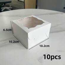 10pcs 4*4*2.5in Birthday Wedding Home Party Festival Heart-Shaped Wavy Transparent Window Dessert Table Gift Baking Pastry Packaging Box Thickened Cardboard Foldable Storage Gift Box Brown / White / Pink / Gold Multi-Color Optional - View 14