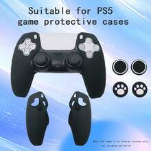 Compatible With PlayStation 5, 2pcs Split Silicone Protective Covers + 4pcs Joystick Caps Set, Dust-Proof, Scratch-Resistant, Anti-Slip, Enhanced Gaming Control Feel - View 4