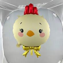 Gold Bow Chick And Cat Cartoon Shaped Foil Balloons, Suitable For Birthday Party Decoration, Animal Theme Party Decor - Multicolor - View 5