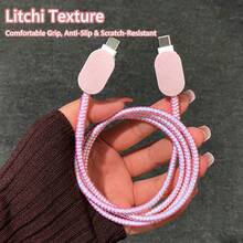 5PCS Cute Leather Charger Protector Covers, Cable Protection Sleeve Set For Phone Charging Accessories - Pink - View 3