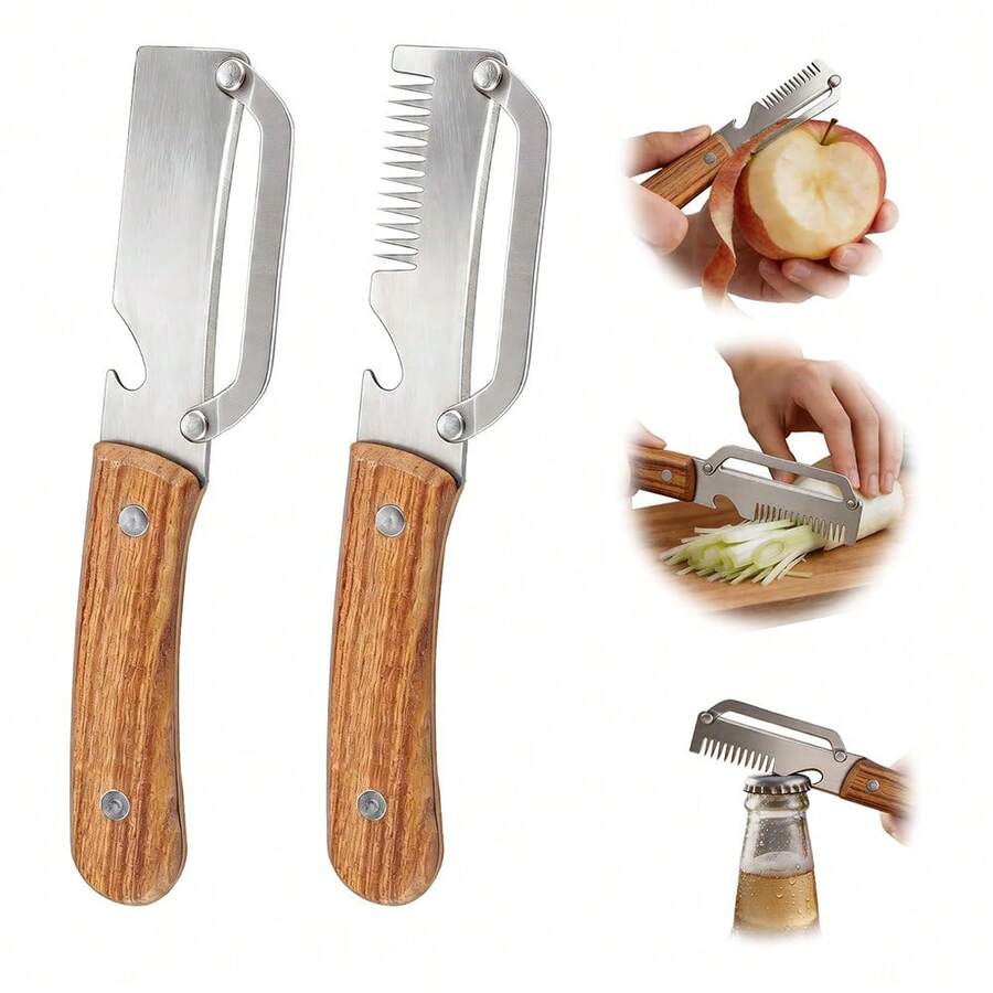 Multifunctional Scallion Cutter, Peeler, Sharp Stainless Steel Kitchen Grater, Fruit Peeler. - As Pictured - View 1