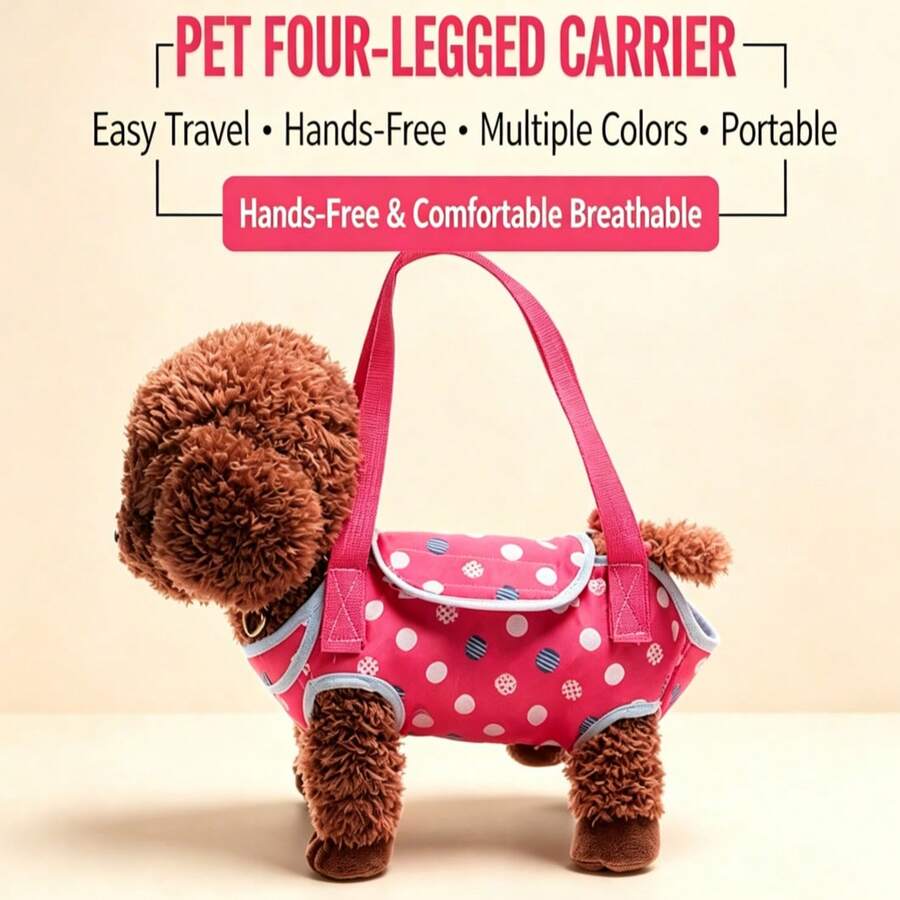 1pc Polka Dot Pet Crossbody Bag, Portable One Shoulder Travel Bag, Suitable For Small Dogs, Teddy, Bichon, Puppies And Kittens, Outdoor Walking - Multicolor - View 1