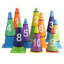 Numbered Cone Marker Sleeves, Colorful Training Cone Flag Caps, 1-10 Numbered Cone Wraps For Football Agility Training - Color Mixing - View 10