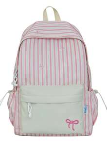 1pc Women's Striped Backpack, Fashionable Casual School Bag Suitable For College, Vacation, Travel And Outdoor Sports - Multicolor - View 7