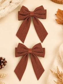 2 piezas de lazos de pelo de terciopelo de unicolor para niñas, clip de pico de pato simple de color caqui de otoño, accesorios de moda para el cabello de niños, regalo para niñas - horquilla de lazo - Ver 10