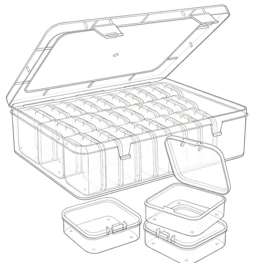 Transparent Plastic Storage Box With Multiple Small Compartments - Bead Storage Box With Hinge Flip Lid Design, Rectangular Plastic Material, Convenient For Storing Various Beads; Perfect For DIY Handmade Jewelry, Nail Art, Bracelet Making, Ideal Storage Tool For Jewelry Crafting, Also An Excellent Choice For Valentine's Day Gifts And Women's Gifts. - A - View 1
