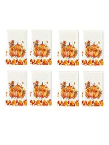 2pcs/4pcs/8pcs Thanksgiving Autumn Maple Leaf Pumpkin Hand Towels, Harvest Festival Bathroom Towels, Dish Cloths, Vintage Farm Style, Suitable For Harvest Festival Kitchen Decor, Thanksgiving Party Event Decoration - Multicolor - View 10