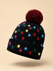 1pc Unisex Cartoon Pattern Knit Beanie Hat, Warm Christmas Hat With Ear Protection, Adjustable Woolen Cap For Autumn/Winter - Christmas - View 5