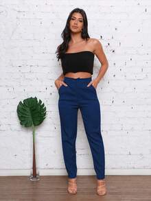 LULU RUNM Women's Clothing/ Wide Leg Pants/ Tailoring - Azul Marino - Ver 2