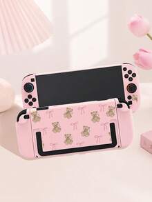 Cute Bear & Bow Pattern Switch 2 (2025)/Switch NS/Switch OLED Compatible Game Console Accessory Set, Game Console Protective Case/Dock Shell/Storage Bag, TPU Soft Shell, Beautiful & Practical, Portable Stand, Portable Travel, Anti-Drop & Anti-Scratch, Anti-Fouling, Fashionable & Romantic Gift - View 3