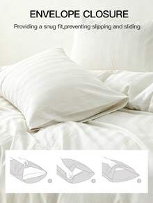 HONEYMOON 300 Thread Count Jacquard Striped Cotton Pillowcases, White - Set Of 2, Pillows Not Included,Soft Breathable & Wrinkle Resistant,Luxury Hotel Style Envelope Closure,Pillowcases For Home & Dorm - White - View 5