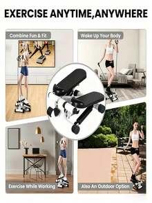 Stepper With Anti-Slip Pedals And Dual Hydraulic Silent System; Equipped With Resistance Bands For Full-Body Workouts, Enabling Home Aerobic Fat Burning And Shaping Hips, Legs And Arms - Random Color - View 5