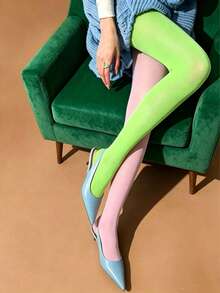 1pc Asymmetric Women Pantyhose, Fashionable And Unique Tights - Multicolor - View 24