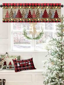 1 Stück Weihnachts-Gardinen-Volant, Sonnenschutz-Vorhang mit Weihnachtsbaum-Design, bedruckte kurze Küchenvorhänge, Weihnachtsdekoration, Weihnachts-Hängedekoration, Weihnachts-Heimdekoration, Frohe Weihnachten Dekoration, Weihnachtsornament, Badezimmerdekoration - Weihnachten Modell J - Übersicht 5