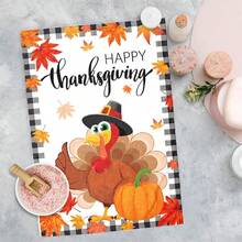 2/4/48pcs Autumn Series Cartoon Pilgrimage Hat Turkey Pattern Printed Kitchen Towels - Ultra Soft, Highly Absorbent Polyester Tableware And Hand Towels, Perfect For Holiday Decor, Kitchen Decor, Party Decor - Multicolor - View 9