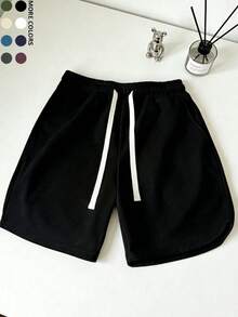 1pc Men's Casual Shorts, Men's Jogging, Summer Men's Outdoor Sports, Running Fitness, SportsBermuda Shorts - Black - View 2