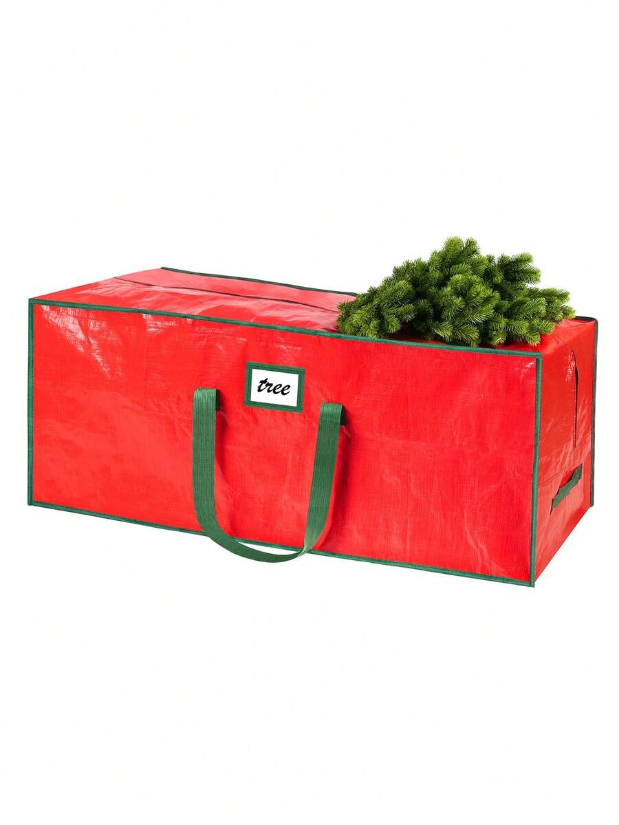1pc-Christmas Tree Storage Bag, Christmas Tree Moving Bag, Christmas Tree Storage Pouch, Christmas Tree Packaging, Surprise Gift Large Package, Large Christmas Tree Storage, Large Capacity Heavy Duty Artificial Tree Bag, Christmas Party Supplies. With Reinforced Handles And Dual Zippers, Extra Large Waterproof And Durable, Suitable For Christmas Tree, Christmas Gifts, Christmas Home Decor Storage (Red) - Red - View 1