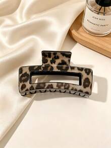 4 Stücke Damen Vintage Leopardenmuster rechteckige Cut Out Kunststoff Haarspangen, europäischer und amerikanischer Stil große Haarspangen für Hinterkopf Hochsteckfrisuren, elegante Haaraccessoires - Verschiedenfarbig - Übersicht 4