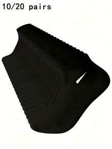 10 Pairs/20 Pairs Unisex Black All-Season Casual Sports Short Socks Couple Socks Minimalist Style 1/5/10/15/20 Pairs - Black - View 2