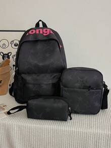 Korean Ins Style Floral Lace Backpack Set, Fresh Student School Bag Combination, Cute Casual 3-Piece Daily Backpack Set - Multicolor - View 23