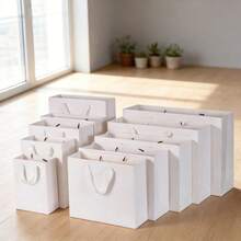 1/5pcs Pink & White Gift Tote Bags With Handles, Elegant Paper Gift Bags, Suitable For Wedding, Bridal Shower, Mother's Day, Birthday, Durable & Lightweight Kraft Paper Packaging, Perfect For Small Gifts, Party Supplies, Halloween, Christmas, Gift Wrapping - Multicolor - View 9