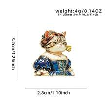 1pc Famous Painting Cat Enamel Pin, Mona Lisa Girl With A Pearl Earring Renaissance Kitten Gold Trim Lapel Pin, Metal Pin For Jackets Bags, Art Cat - Multicolor - View 14