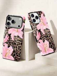 1件時尚二合一手機殼，亮面豹紋百合花設計，全包覆硬殼，相容 iPhone 17 Pro、16e、16、15、14、13、12、11、XR 和 XS，高端時尚趣味，男女皆宜，適合節日季節 - 彩色 - 查看 5