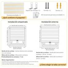 Persianas Enrollables 100x120cm, Semi Opaca Blackout, Doble Capa Persianas Horizontales, Densidad de luz Ajustable, Impermeable para Sala Cocina u Oficina - Beige - Ver 7