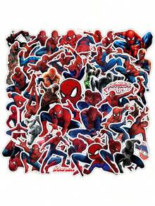 50 buah Stiker Vinyl Tahan Air Superhero, Set Stiker Pahlawan Kartun, Cocok untuk Botol Minum, Laptop, Skateboard, Koper, Hadiah Pesta Ulang Tahun - MultiWarna - View 2