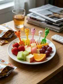 60/20/10/2pcs Reusable Fruit Forks, Bento Box Fruit Tray Inserts, Restaurant Kitchen Cake Shop Plate Decor, Party Dessert Fruit Supplies, Essential Kitchen Utensils, Halloween And Christmas Gifts - Multicolor - View 3