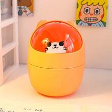 1PC Desktop Trash Can, Mini Flip Lid Household Waste Paper Basket, Cute DIY Girl Style Paper Bin, Covered Office Storage Box, Can Be Used As Pen Holder - Multicolor - View 12