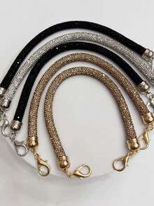 Asa de metal con broche de langosta y strass brillante, diseño elegante y lujoso, apto para banquetes, bodas, actualización de cadena de bolso de lujo diario, esencial para fiestas, estilo duradero para hacer joyas DIY, hacer carteras DIY, reemplazo de correa de bolso con strass, asa corta de bolso, cadena de cartera brillante, apto para bolso de axila/bolso de noche de un hombro/cadena de teléfono/fiesta de boda, hacer carteras DIY - Multicolor - Ver 10