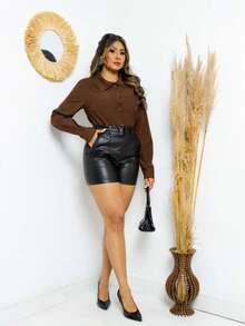 Women Blouses & Shirts - Rust Brown - View 3