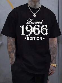 Plus Size Men's T-Shirt 100% Cotton Limited 1966 Edition T-Shirt,   Top, Comfortable Casual Short-Sleeved T-Shirt For Summer, PLUS SIZE - White - View 7
