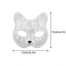1 Set Black & White Lace Sexy Masquerade Mask, Decorative Cosplay Stage Performance Prop, Lace Erotic Women's Cat Face Mask, Perfect For Party & Ball Dress-Up, Mysterious Lace Mask - View 5