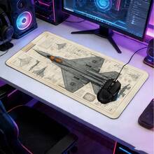 1pc Extra Large Vintage Fighter Jet Engineering Blueprint Pattern Mouse Pad, Soft Fabric Keyboard Mat With Non-Slip Rubber Base And Stitched Edges. Industrial Style Aircraft Blueprint Hand-Drawn Aesthetic, Suitable For Gaming, Home Office And Study Scenes. - View 11