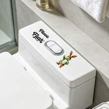 1件裝可愛卡通動物馬桶水箱貼紙，附「Please Flush」文字，防水可移除自黏式PVC貼紙，適合居家、Airbnb與飯店共用浴室裝飾 - 馬桶貼紙 - 查看 6