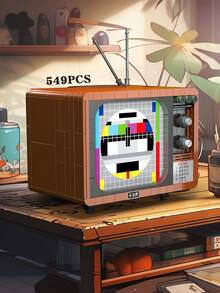 549pcs Vintage TV Building Block Model, Nostalgic Stress Relief Handmade, Retro Home Appliance Theme Stickers/Desktop Display Decoration, Suitable For Vintage Enthusiasts, Relaxing Daily Leisure Activity - Multicolor - View 2