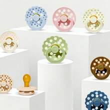 New 2pcs/Set Wavy Edge Baby Pacifiers, Polka Dot & Star Pattern, Cute Cherry Round Head, Baby Shower Gift - Multicolor - View 4