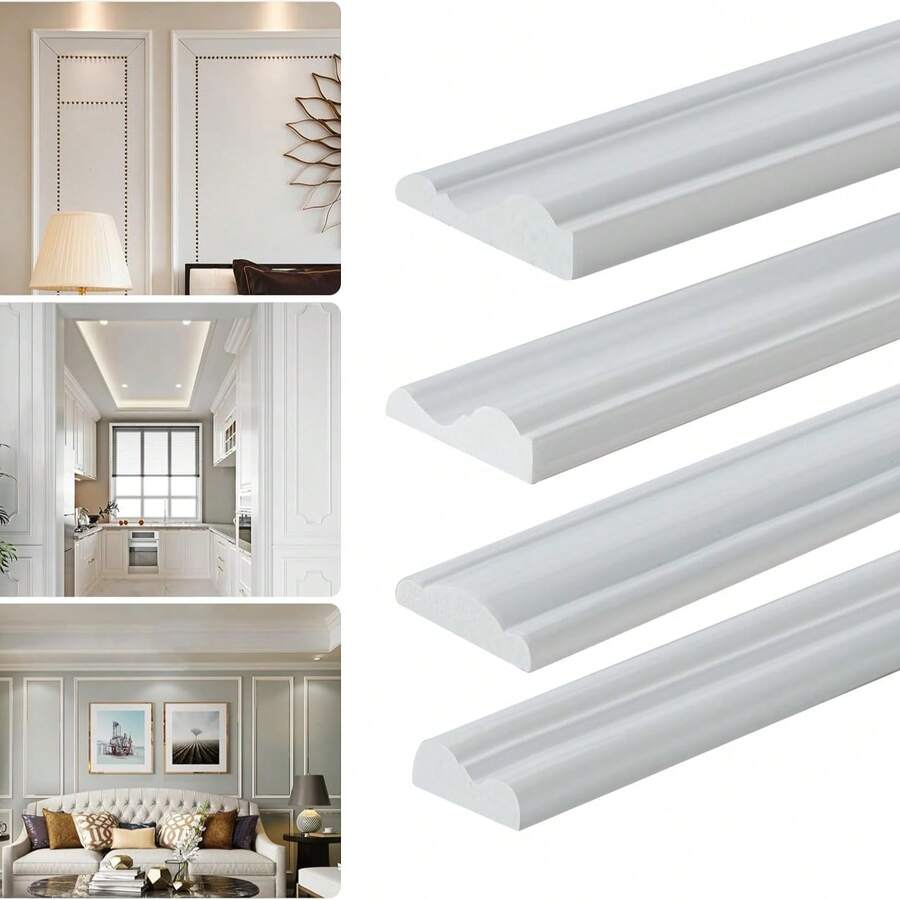 1pc Ceiling Corner Trim, Ceiling Decorative Molding, Ceiling Corner Decorative Strip, Home Decor Border, Beaded, Faux Plaster PVC Material, Wall Panel Corner Decorative Line - A - View 1