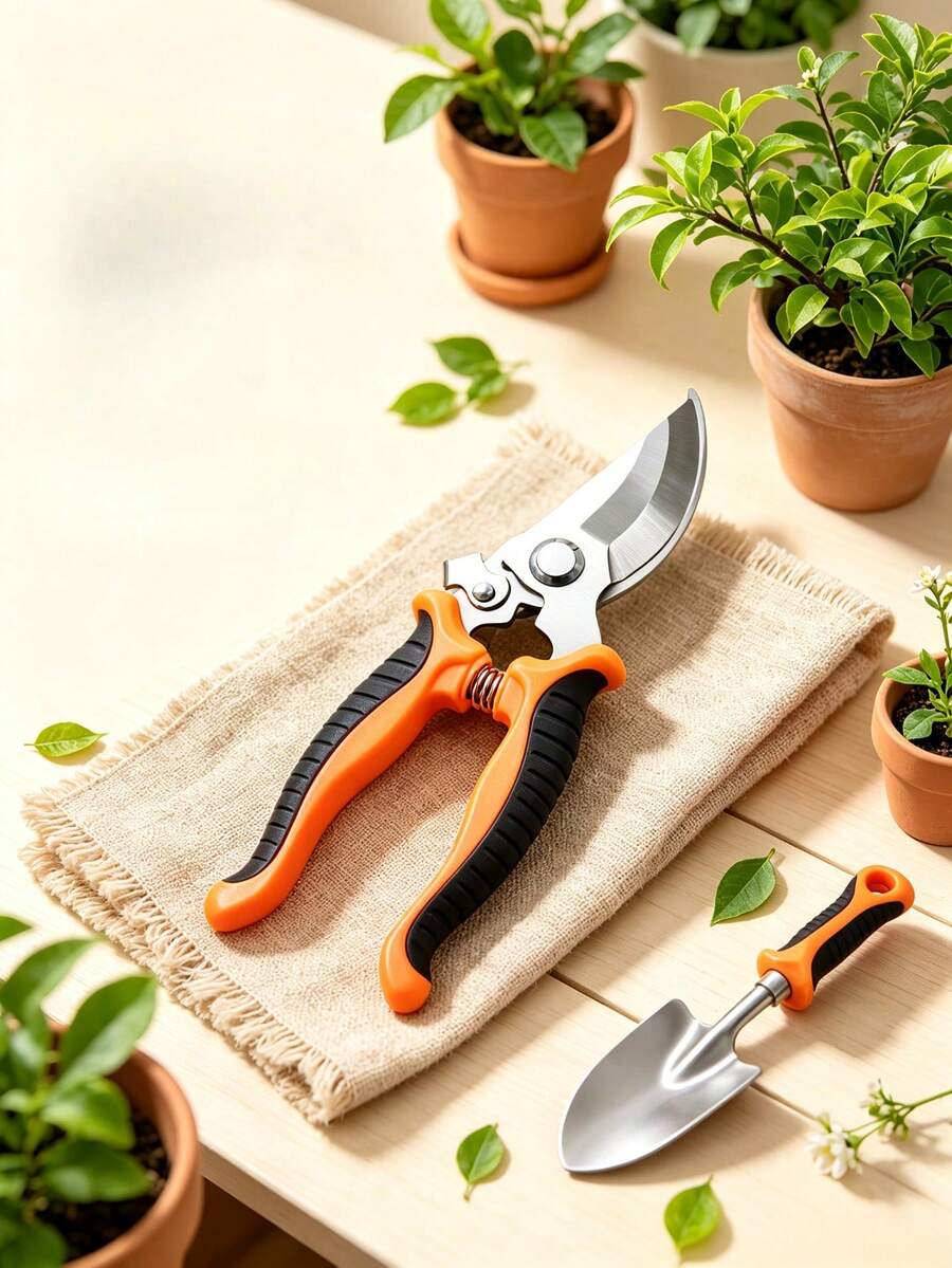 1pc Home Gardening Pruning Shears With Automatic Spring Design, Effortless Operation, Suitable For Daily Home Gardening Use. Can Trim Fresh Flowers, Flower Branches, Bonsai, Fruit Trees, Citrus Tree Branches, Etc. Sharp Blade For Smooth Cutting, Less Likely To Damage Plant Stems. Comfortable Grip, One-Handed Operation, Suitable For Home Flower Care, Fruit Tree Maintenance, Floral Arrangement, Essential Tool For Home Gardening.