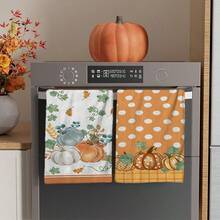 2/4/48pcs Autumn Series Orange Background Polka Dot Multicolor Pumpkin Pattern Printed Kitchen Towels - Super Soft, Highly Absorbent Polyester Tableware And Hand Towels, Perfect For Holiday Decor, Kitchen Decor, Party Decor - Multicolor - View 13